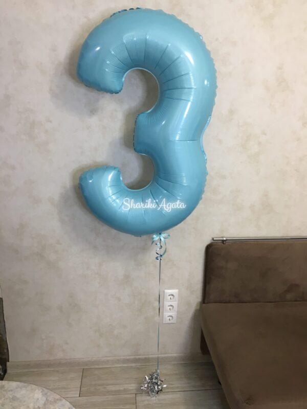 воздушный шар голубая цифра