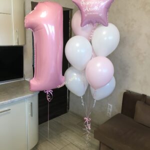 шары на годик розовые шары с белыми шарами