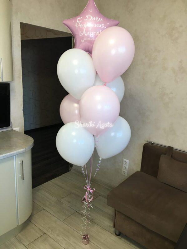 букет шаров на годовасие с розовыми шарами