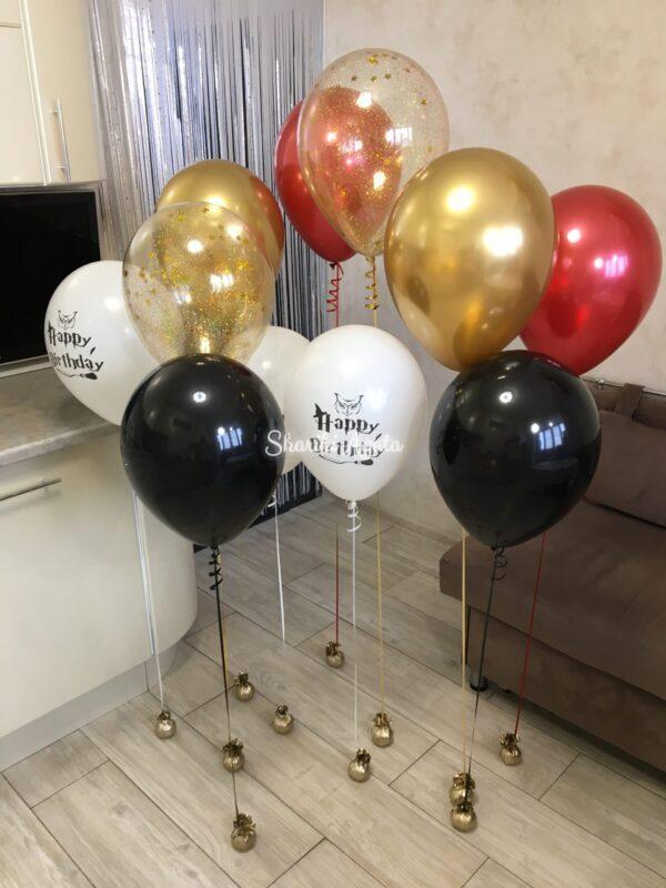 шары для композиции Гарри Поттер шар золото хром, красный хром, черный, с конфетти золото, белый с логотипом Гарри Поттер 2