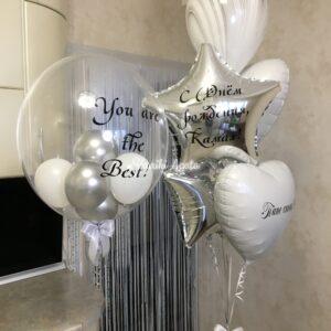 серебряные и белые воздушные шары