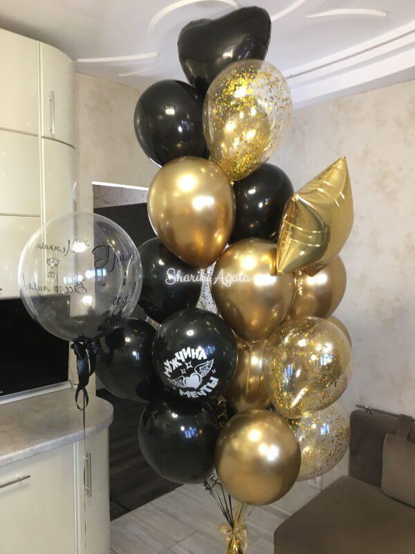 набор из шаров на годовасие золото с черными шарами